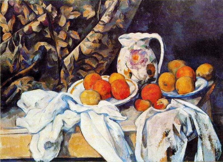 Still Life with Drapery and Jug   Paul Cezanne