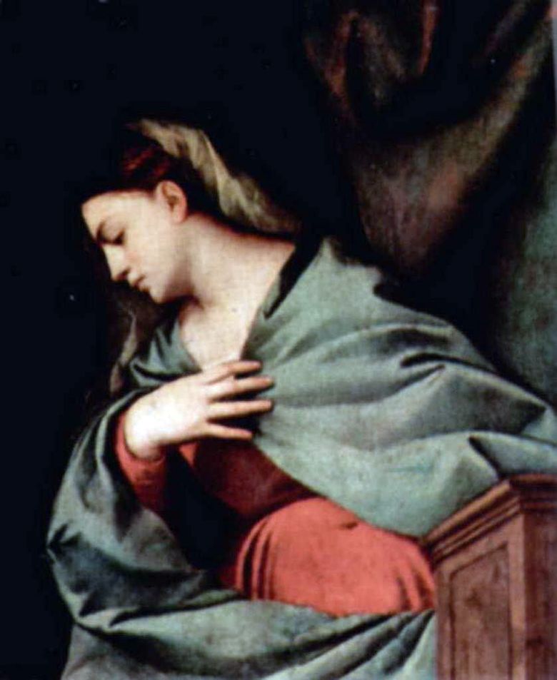 Η Ανάσταση του Χριστού (Altar Polyptych του Averoldi), δεξιά, σκηνή πάνω. Παναγία   Titian Vecellio